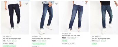 Ruf  And Tuf Mens Jeans Upto 85%