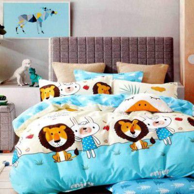 Ruh Rose 100% Poly Cotton Double Bed Sheet for Double Bed with 2 Pillow Covers Set, Queen Size 90x90 inch and Pillow Cover Size 16x26 inch Bedsheet Series, 180 TC, 3D Printed Pattern (Multi 15)