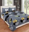 Ruh Rose 100% Poly Cotton Double Bed Sheet for Double Bed with 2 Pillow Covers Set, Queen Size 90x90 inch and Pillow Cover Size 16x26 inch Bedsheet Series, 180 TC, 3D Printed Pattern (Multi 19)...