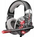 RUNMUS K2 PRO Camo-Grey Wired Gaming Headset, Red LED Lights with Mic...