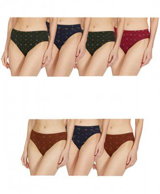 Rupa Jon Aishwarya Printed Panty for Women, 100% Cotton Material, Inner Elastic, Pack of 7