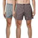 Rupa Jon Men's Cotton Blend Modern Stretch Checkered Shorts (Pack of 2) Checks Boxer 1_Multicolor_M...