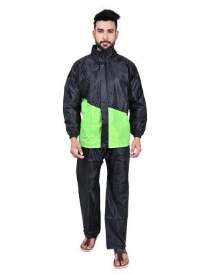 Rupa Mens Rainwear For Men, Dual Tone Collection, Waterproof Pvc Rain Standard Length Jacket With Pants And Carry Bag, Pack Of 1