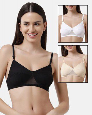 Rupa Softline Womens Non-Wired Bra (RBRSLRGRPMGB42085_White, Black, Skin_34b