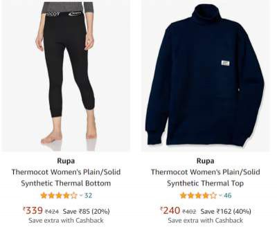 Rupa Thermocot Clothing Up to 50% Off