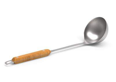 Rupa's Nest Stainless Steel Serving Ladle with Wooden Handle, Soup Ladle, Matte Finish, 11.5inch,1-Piece