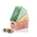 RUSHIL WERE 3 Pieces Plastic Storage Basket | Free 1 Wall Eyeglasses Holder | Multipurpose | For Wardrobe, Fruits & Vegetables, Stationary Items | 25.2 x 19.2 x 12.2 cm | Multicolor | Pack of 3...