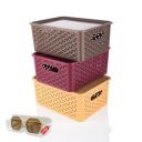 RUSHIL WERE Multipurpose Solitaire Storage Basket with Lid | Pack of 3 | Multicolor...