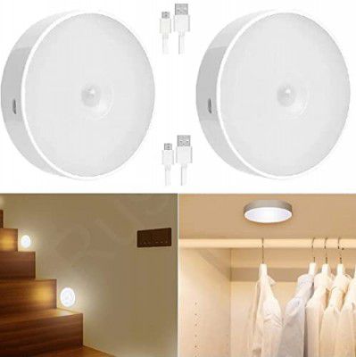 Rushwak Motion Sensor Light for Home with USB Charging Pack of 1 Wireless Self Adhesive LED Magnetic Motion Activated Light Motion Sensor Rechargeable Light for Wardrobe Bedroom Stairs (White/Warm)