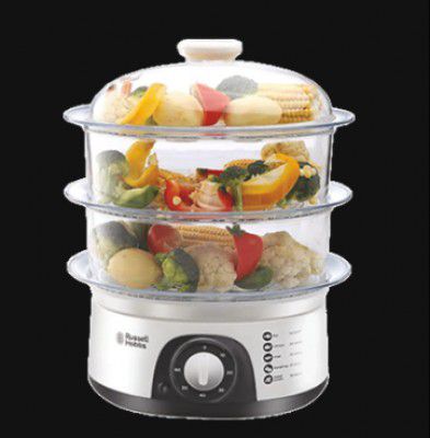 Russell Hobbs 9 Litre Electric Food Steamer (Transparent Lid, RFS800, White)