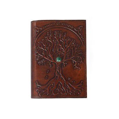 RusticVintage Tree of Life Leather Journal Notebook, 6X8 Inches, Tree of Life Embossed Cover, Journal Gift for Men and Women (Brown)