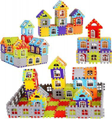 RUTV Building Blocks for Kids, (50 Pieces Blocks) House Building Blocks with Windows, Game for 3 Years Old