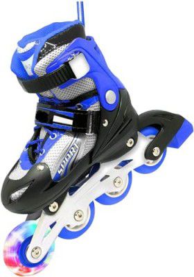 Rutvi Enterprise Roller Skates for Girls Age Group 7-12 Years Adjustable Inline Skating Shoes (Standard, Blue)