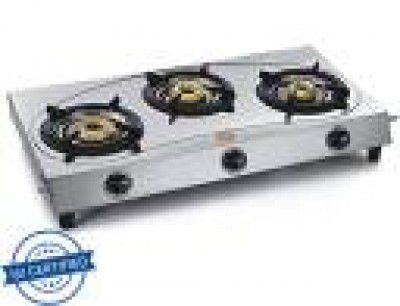 ruwa SUN Stainless Steel Manual Gas Stove  (3 Burners)