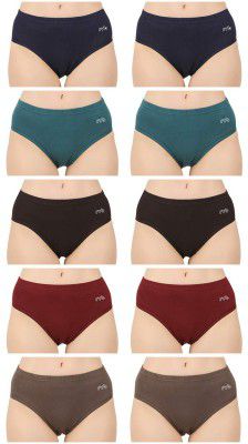 RVB Fashions Womens Cotton Panty (Pack of 10), Plain, Assorted Colour, Inner Elastic