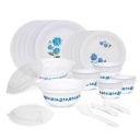 RYLAN Blue Dinner Set | 36 Pieces for Family of 6 | White...