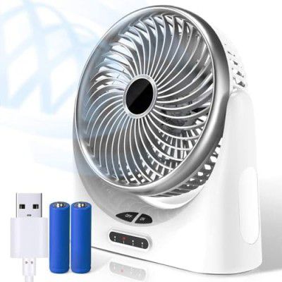 Rylan Table Fan High Speed Desk Fan Table Fan Rechargeable with Night Light 6'', USB & 4000mAh Battery Operated Fan 3 Speed, RV, Bedroom+
