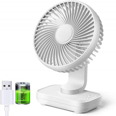 Rylan USB Desk Fan, 4000mAh Rechargeable Battery Operated, Table Fan 4 Speeds, 5inch Mini Portable Fan, Desktop Fan