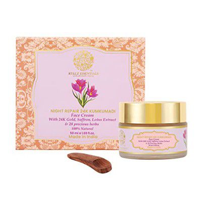 RYLLZ ESSENTIALS 24K Kumkumadi Face Cream | Night Repair | Skin Radiance with Saffron, 24K Gold, Lotus Extracts & 28 Precious Herbs | 50 ml