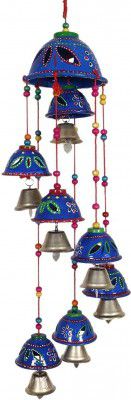 Ryme Rajasthani Design Handcrafted Hanging Windchimes Aluminium Windchime (22 inch, Blue)