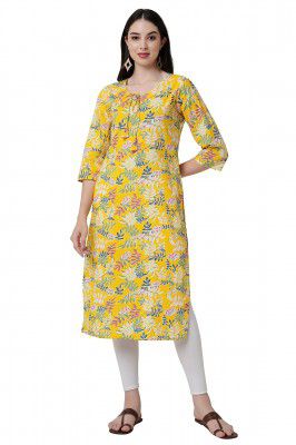 rytras Women's Cotton Floral Printed Straight Kurta