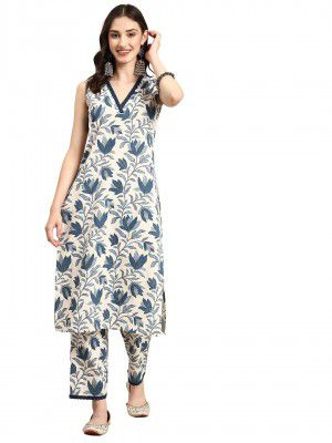 rytras Women's Cotton Printed Straight Kurta and Pant Set