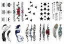 S.A.V.I 10pcs. Temporary Tattoo Stickers Of Crown, Birds, Stars, Mermaid, Peacock Feather 2 g...