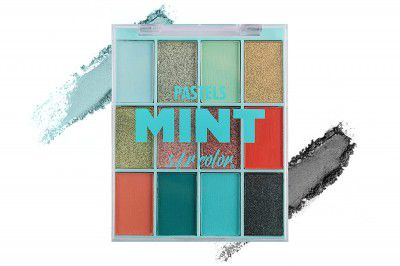 S.F.R 12 Color Eye Shadow palette kit for small makeup kit multi-color shimmer Matte Glitter for girls (Mint)