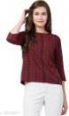 SAAKAA  Casual Regular Sleeves Striped Women Black, Maroon Top...