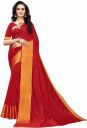SAARA  Solid Banarasi Poly Silk, Cotton Silk Saree  (Red)...