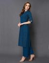SAARA Women Printed Rayon Straight Kurta (Dark Blue)...