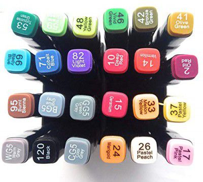 Sabahz Trading Twin Tip Alcohol Based Marker Pen for Manga and Impression Sketch Marker for Art Lovers Designer and Artist (24 pcs Marker Set)