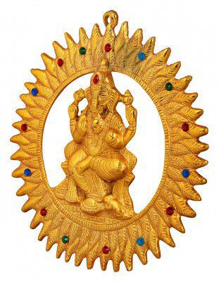 Sacred Blessings Metal Lord Ganesha Wall Hanging for Entrance (20.5 cm)