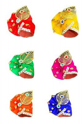 SacredKart, Laddoo Gopal Ji, Premium Pagdi, Size 4, Pack of 6