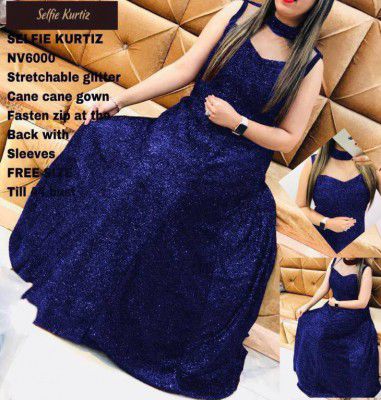 Sadbhav  Silk Blend Stitched Anarkali Gown (Blue)
