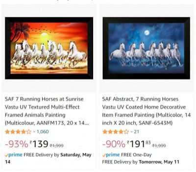 SAF 7 Running Horses Painting Starting at ₹139