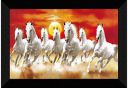 SAF 7 Running Horses with Sunrise UV Teatured Digital Reprint Framed Painting (11 inch X 14 inch) SANFK53...