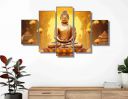 SAF Buddha Paintings for Living Room | Painting for Wall Decoration | 3D Wall Art for Bedroom | Nmo Buddhay Religious Wall Painting Set of 5 (75 x 45 cms) SANFPNLS35521...