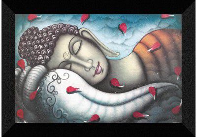 SAF Buddha UV Textured Framed Painting 28 cms X 35.5 cms SANFK166