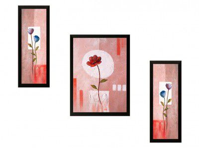 SAF Flower Pot Digital Reprint Synthetic Painting (Set of 3)