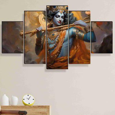 SAF krishna Paintings for Wall Decoration - Set Of Five, 3d modern art Painting for Living Room Large Size 