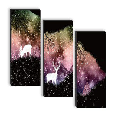 SAF paintings set of 3 Deer And Birds UV textured self adeshive wall painting for home decoration SANF-SJ76