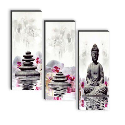 SAF paintings set of 3 Lord Buddha UV textured self adeshive wall painting for home decoration SANF-SJ179