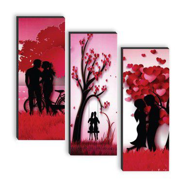 SAF paintings set of 3 Romantic Couple UV textured self adeshive wall painting for home decoration SANF-SJ196