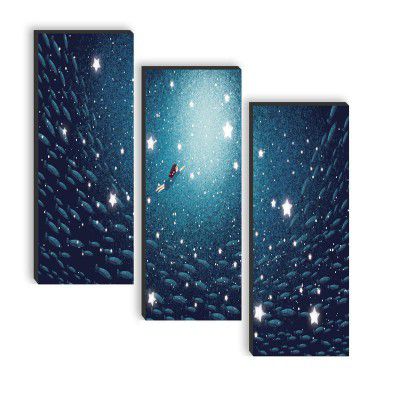 SAF paintings set of 3 Star And Sky UV textured self adeshiv wall painting for home decoration SANF-SJ70