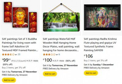 SAF paintings Set of 3 Upto 90% off starting From Rs.93