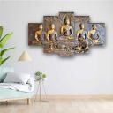 SAF paintings Set of 5 Buddha Religious modern art Home decorative gift item/Large Panel Painting 18 Inch x 30 inch SANFPNLS32241-Multicolour...