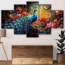 SAF Peacock Paintings for Wall Decoration - Set Of Five SANFPNLS35471...