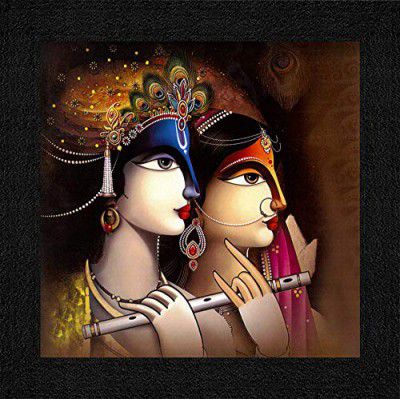 SAF Radha Krishna UV Coated Home Decorative Gift Item Framed Painting 12 inch X 12 inch SPNF915G618D