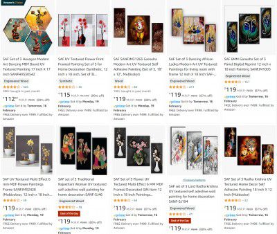 SAF Set of 3 Painting Starts ₹112